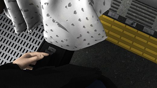 （第三者・犯人・戦利品の三点セット:PV黒地ハートパンティ編）ガラガラの駅で超ミニスカートの女子大生（？）の真後ろに陣取って地面にカバンを置いた怪しいオヤジを見て…4