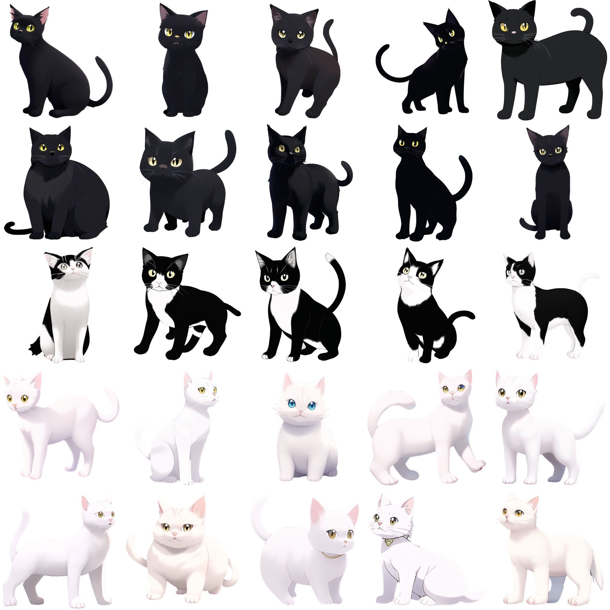 【猫10種類×10】著作権フリーの高解像度イラスト素材（画像100枚）1