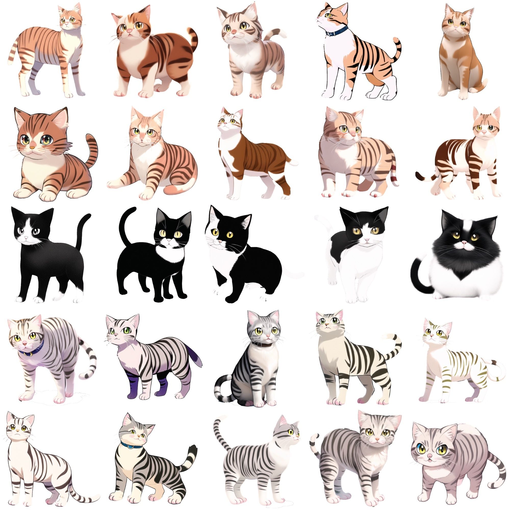 【猫10種類×10】著作権フリーの高解像度イラスト素材（画像100枚）2