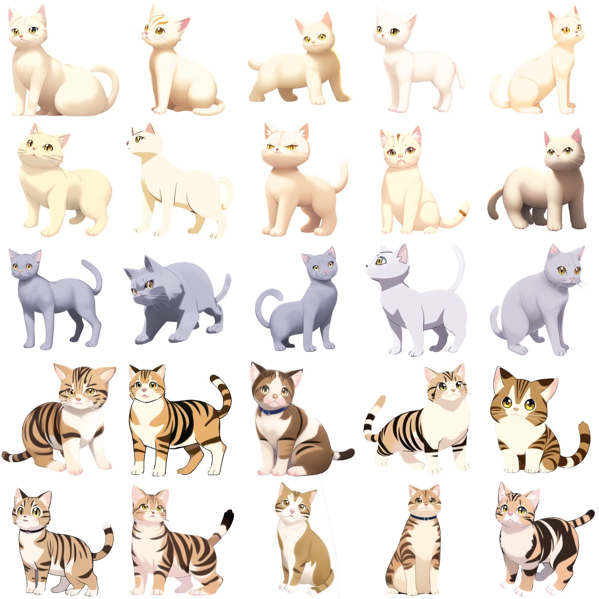 【猫10種類×10】著作権フリーの高解像度イラスト素材（画像100枚）3