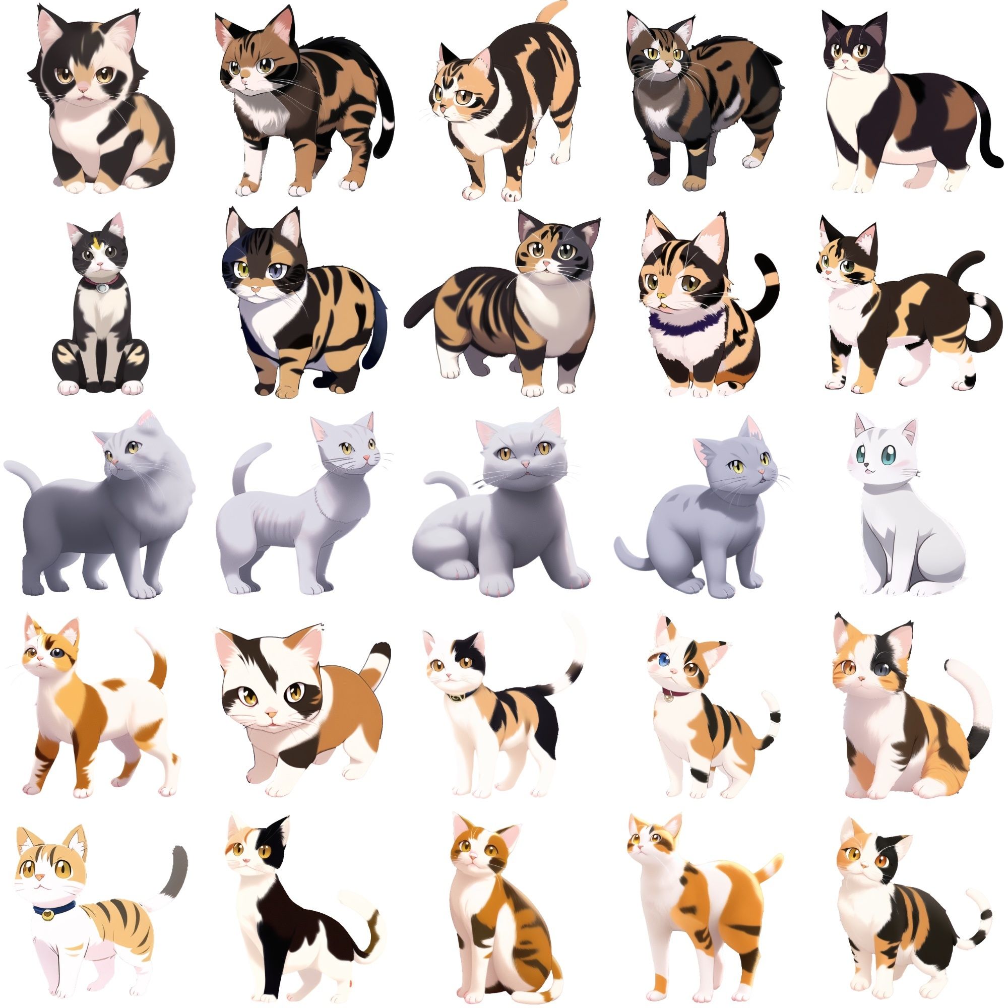 【猫10種類×10】著作権フリーの高解像度イラスト素材（画像100枚）4
