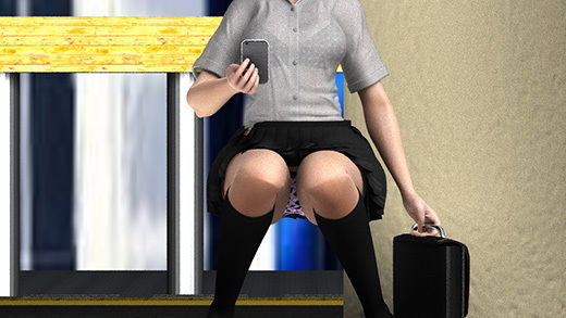 早朝の駅でスカートの超絶短い女子学生を見つけたのだが、ホームの側溝の中から彼女のスカートの中を堂々と覗いているとんでもない変態サラリーマンに気付いて驚愕！ヘッ…4