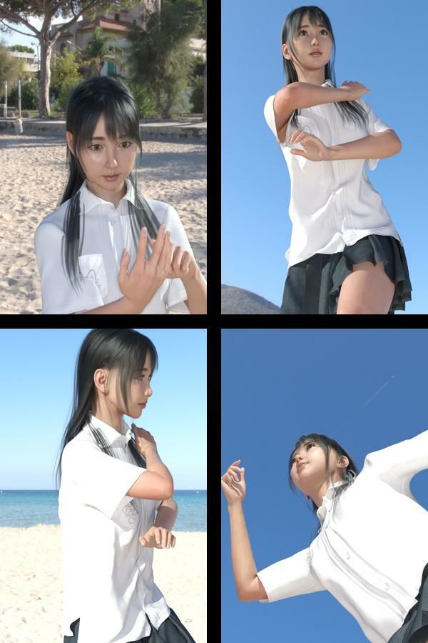 【＋All】『理想の彼女を3DCGで作ります』から生まれたバーチャルアイドル「櫛田沙綾（くしださあや）」のJK風写真集:JK_032