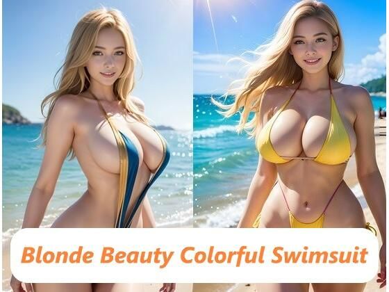 【Blonde Beauty Colorful Swimsuit【ブロンド美女カラフル水着】】AICOS9150AIART