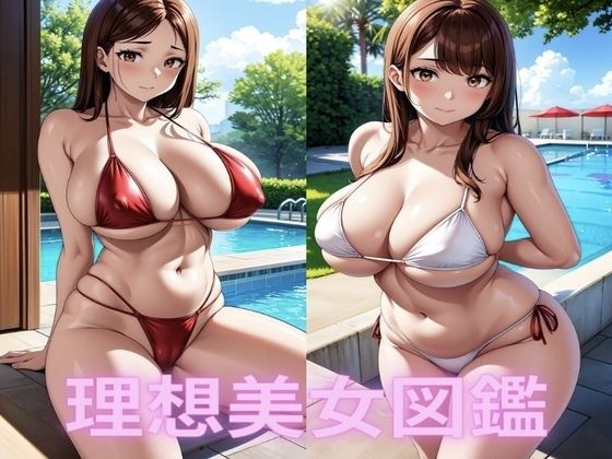 【爆乳水着美女【理想イラスト美女図鑑】】おっぱいおしり研究所